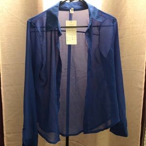 Blue sheer button down